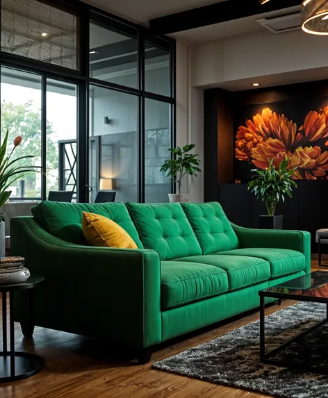 green sofa