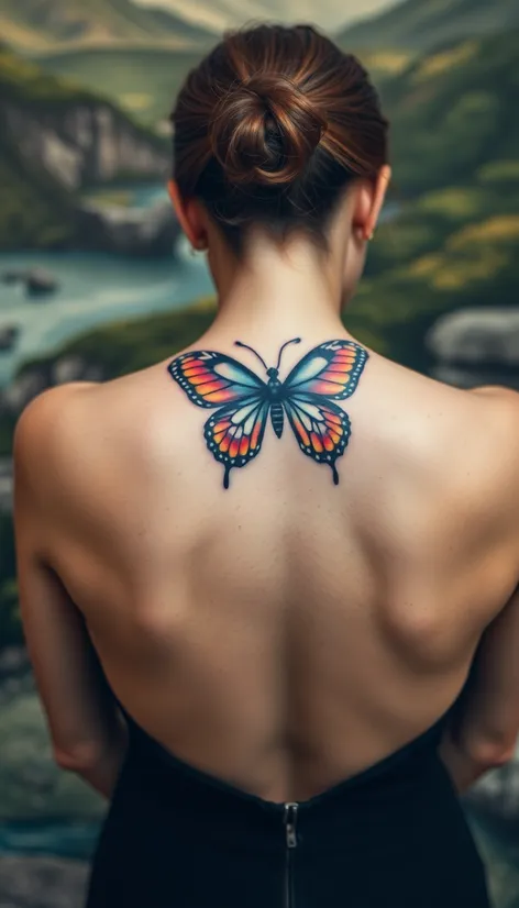 back tattoo with butterfly