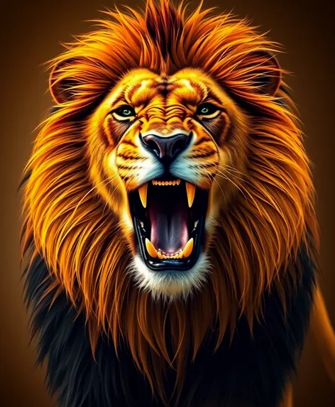 realistic roaring lion drawing