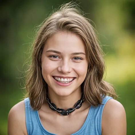 Braces teen girl smilling