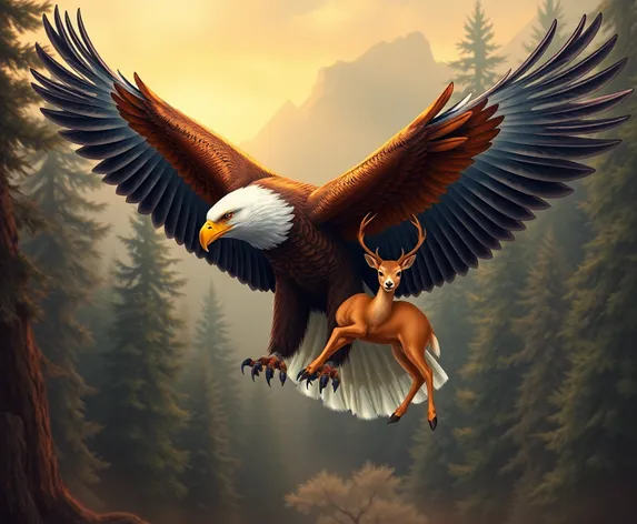 eagle carrying deer