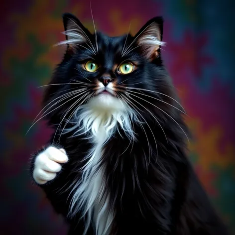 long haired tuxedo cat