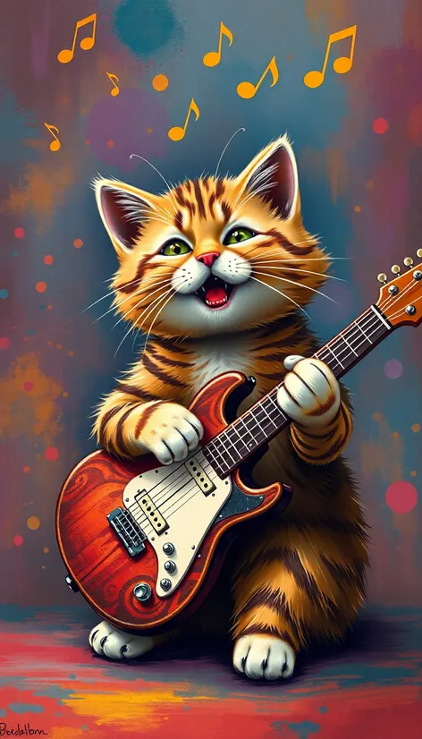 cat playing guitar