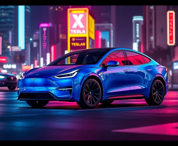 blue tesla truck