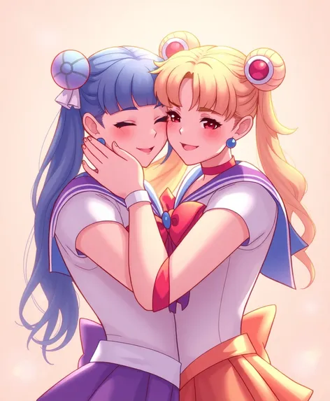 sailor moon hugging