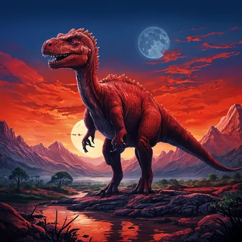 Red dinosaurus with long