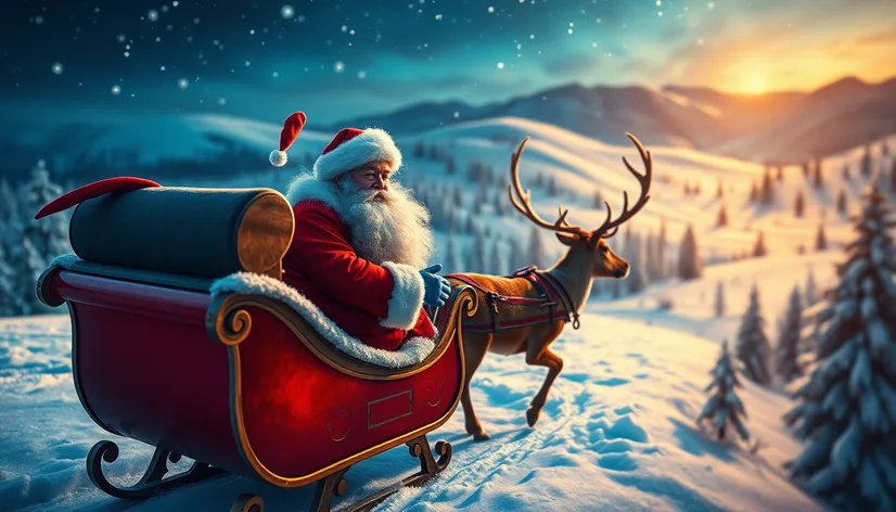 santa in sleigh with