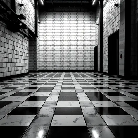 black white tile floor