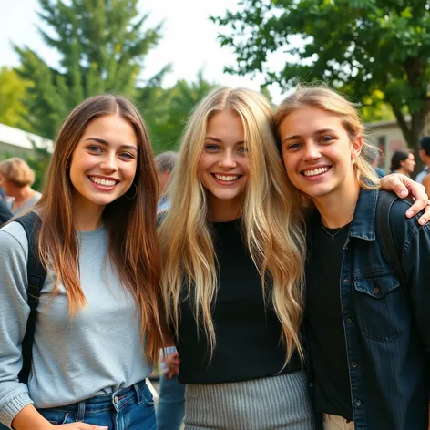 smiling friends blonde girl