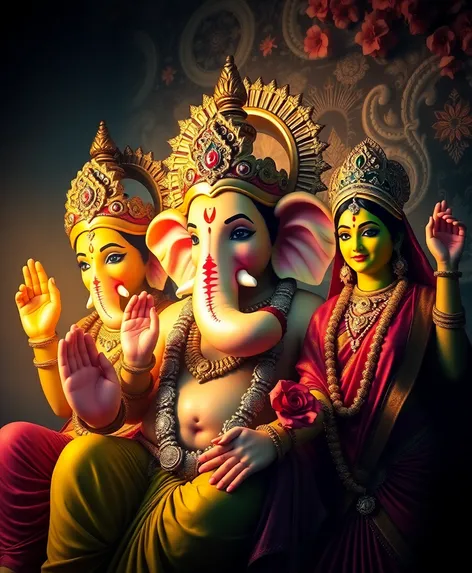 lord ganesh and saraswati