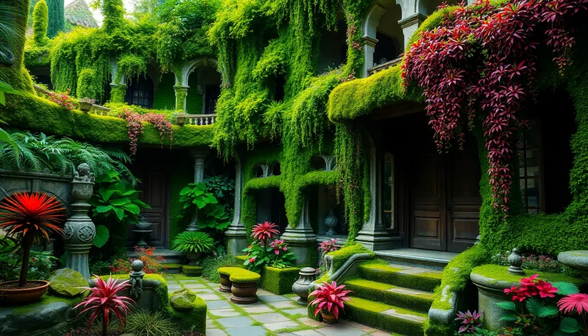 fantasy overgrown courtyard aesthetic