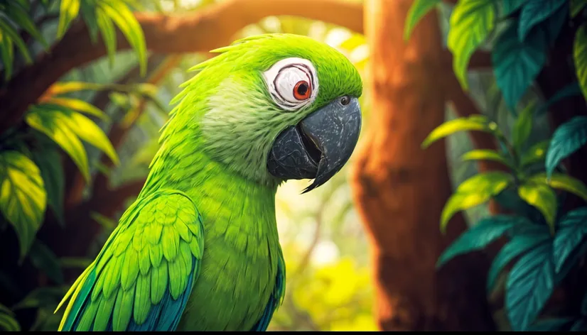 anime green parrot with