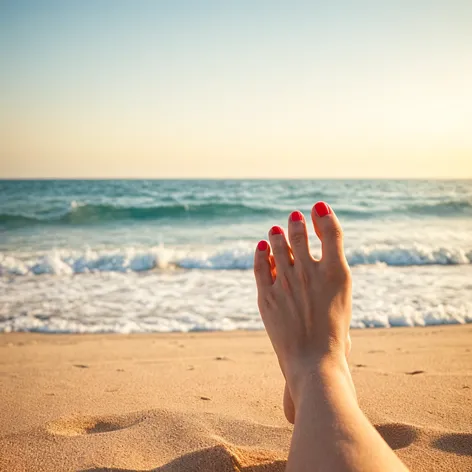 female feet red toe