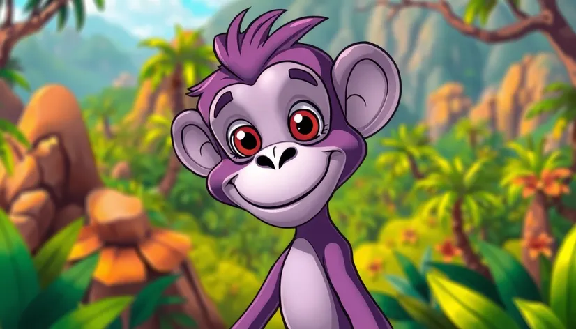 purple cartoon monkey