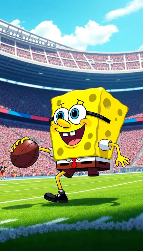 spongebob playing football