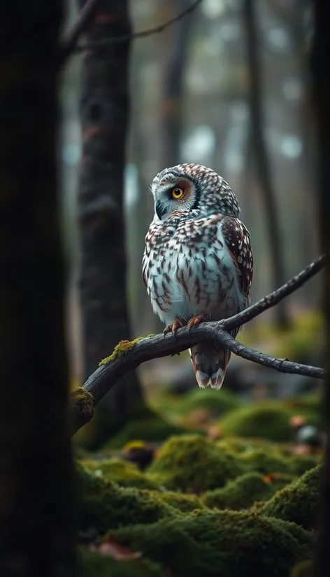 owl on branch looking