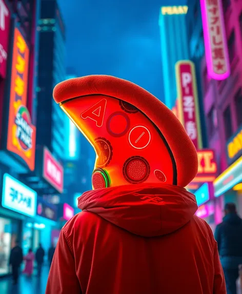 hat with neon pizza