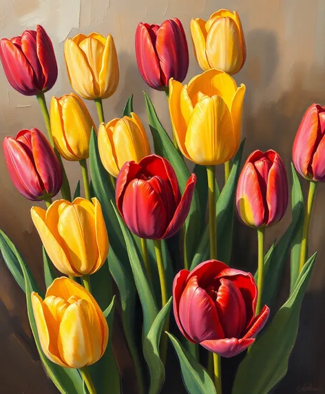 oil paintings of tulips