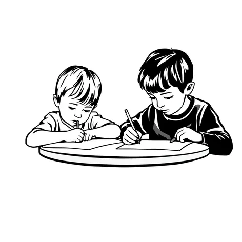 kids writing at table