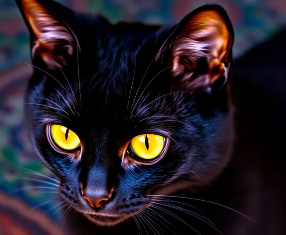 black cat with yellow