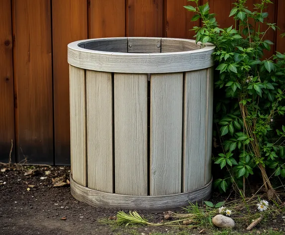 wood trash can