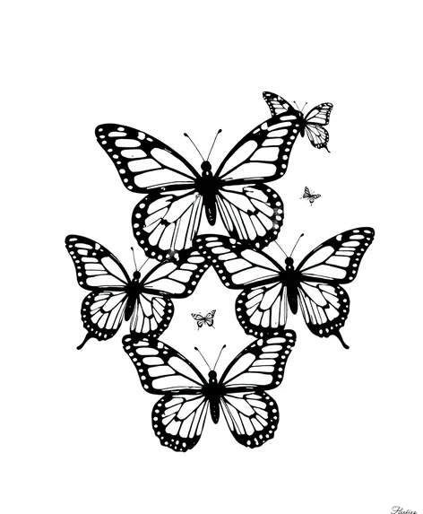 butterflies clip art black