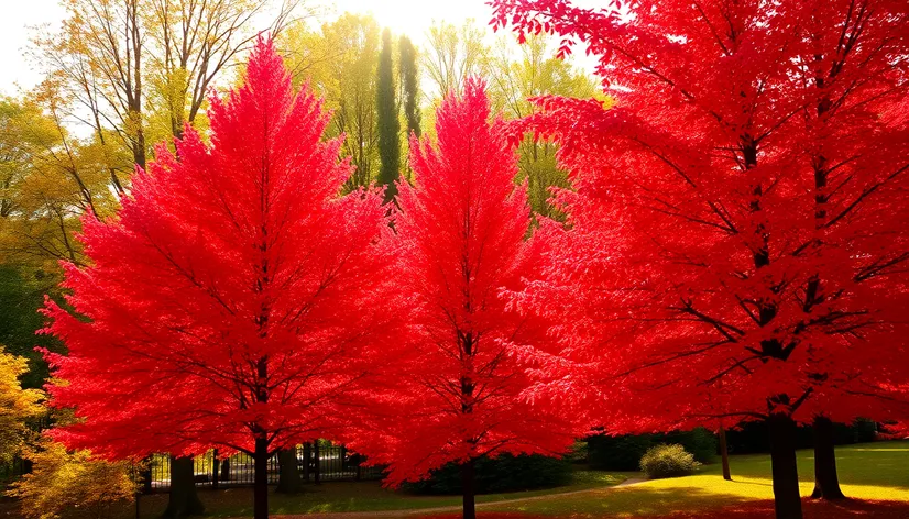 red trees