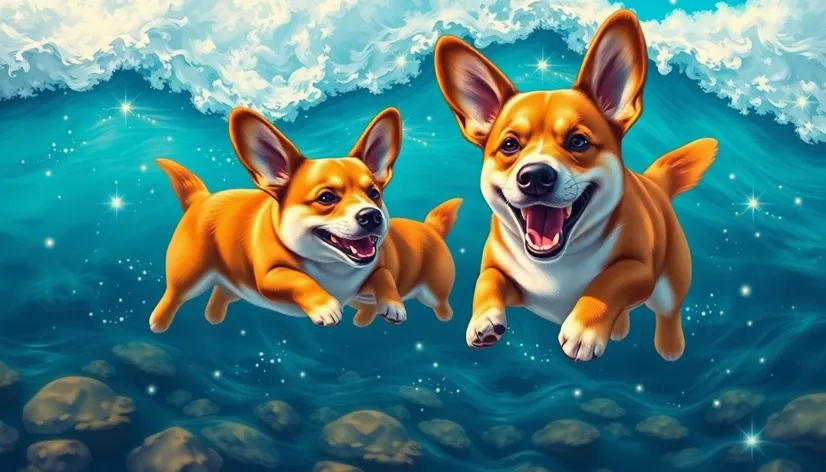 corgis swimming