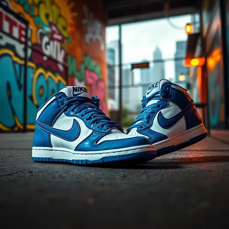 blue and white nike