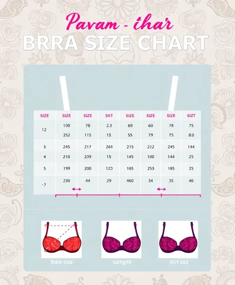 bra size chart with