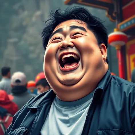 fat korean man laughing