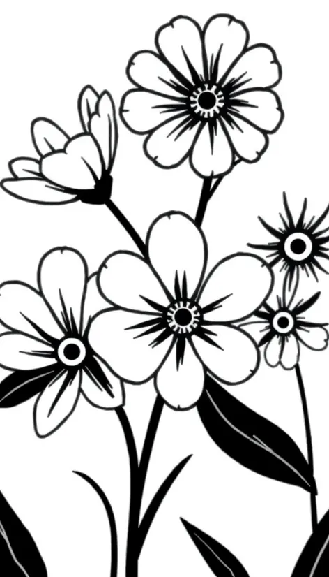 clip art flowers black