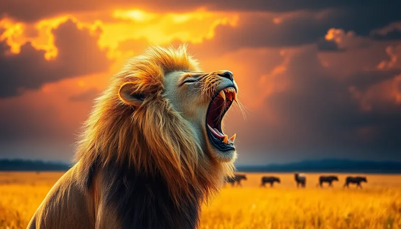 picture of lion roaring