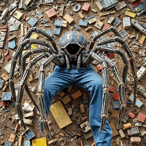 Spider made of trash,