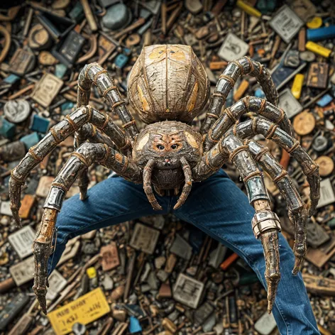 Spider made of trash,