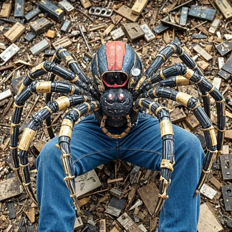 Spider made of trash,