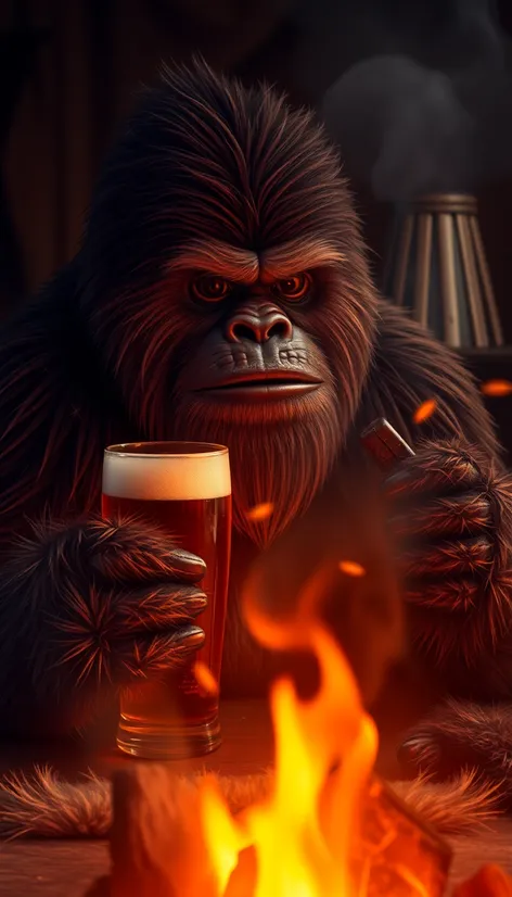 sasquatch drinking a beer