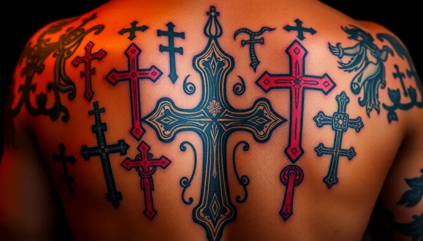 back tattoos of crosses