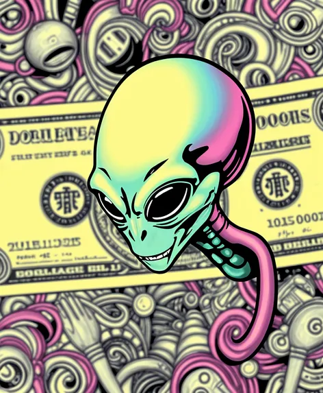 alien on dollar bill