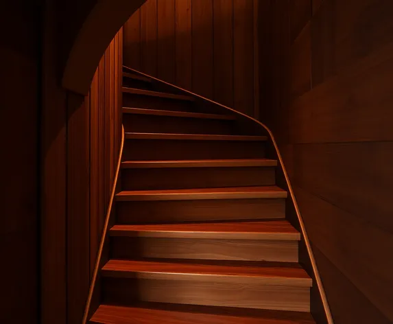 curved formed wooden stairs