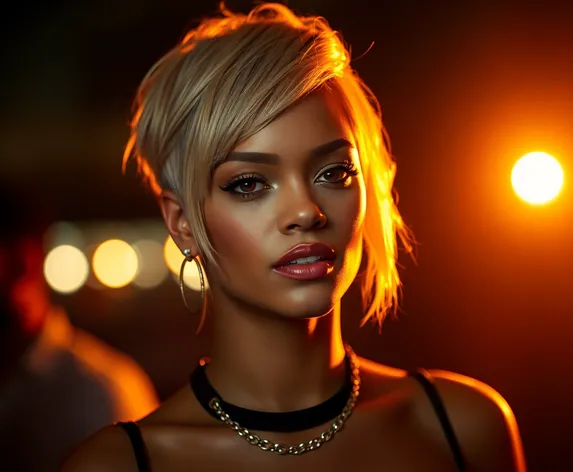 rihanna short hair blonde