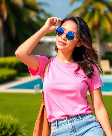 pink t-shirt