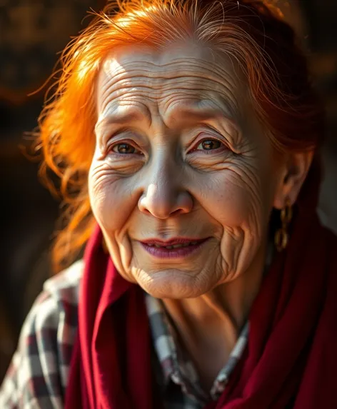 red hair old woman