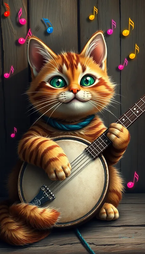 cat playing a banjo