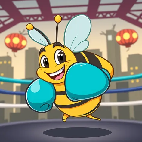 Cartoon bee in boxing