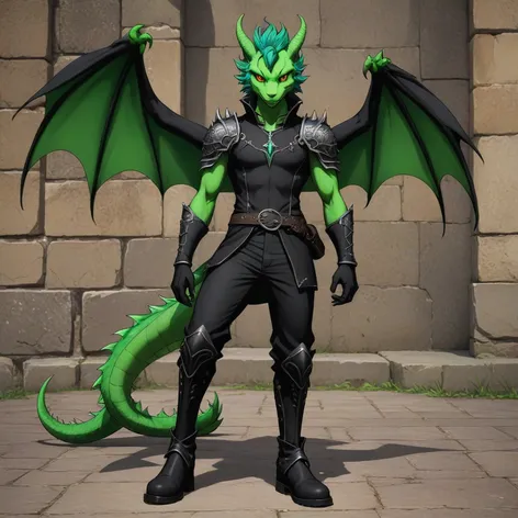 Anthro green male dragon