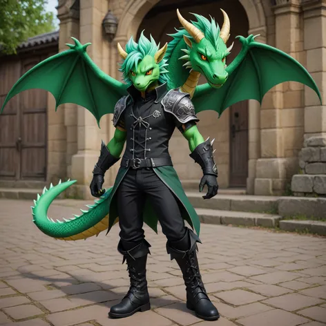 Anthro green male dragon