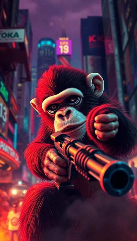 monkey shooting gun