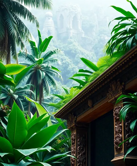 lush tropical greenery on