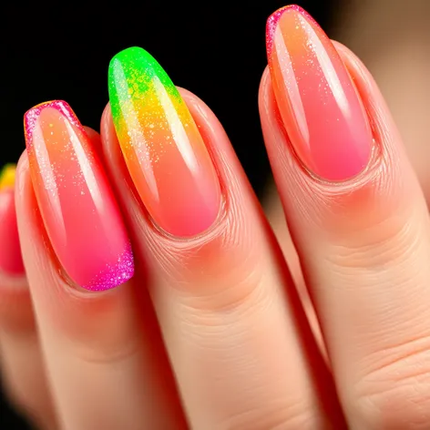 multi color finger nails